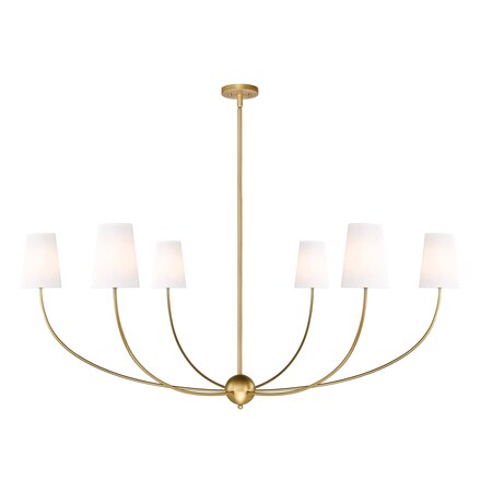 Z-Lite Shannon Chandelier, 6-Light, 62 In.W x 25.75 In.H, Rubbed Brass/white 3040-62RB